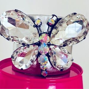 Beautiful butterfly cuff bracelet with clear and multi colored crystal